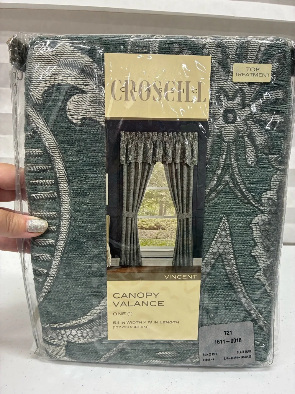 Croscill Classic canopy valance vincent slate blue 54